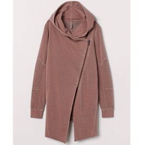 H&M Moto Grunge Asymmetrical Dusty Purple Longlined Lounge Hoodie Sweatshirt